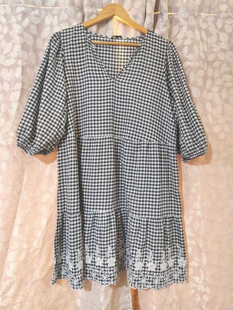 George Gingham Black &amp; White Checkered Dress