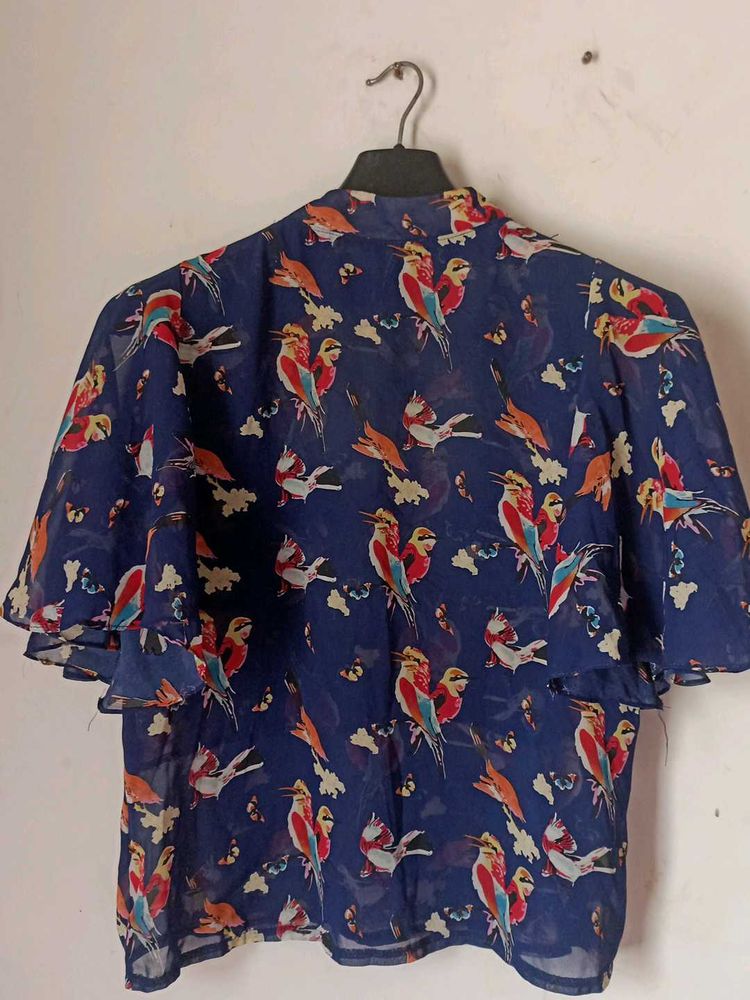 Bird Print Navy Blue Top