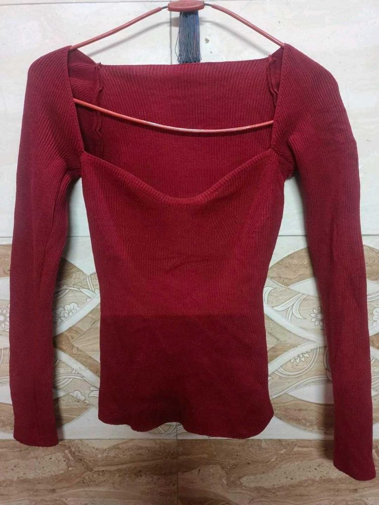 Burgundy Long Sleeve Top