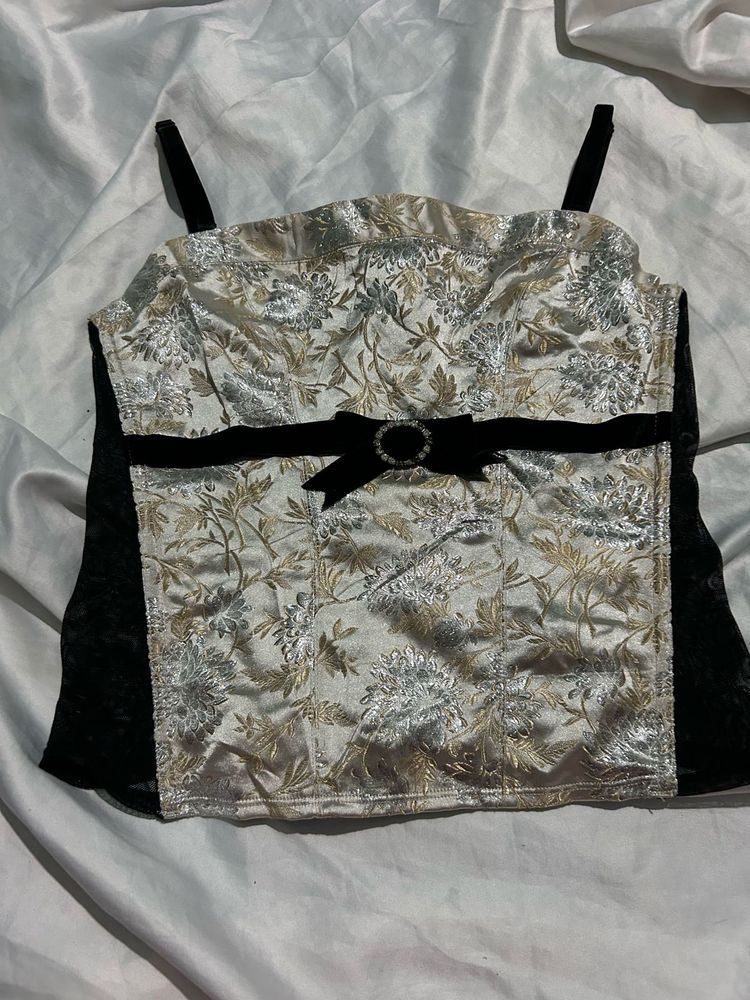 Floral Velvet Corset Top