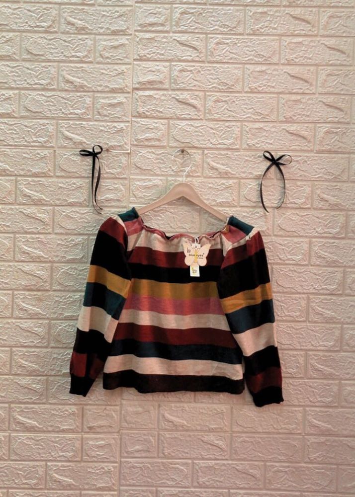 Striped Long Sleeve Top🎗️🌷