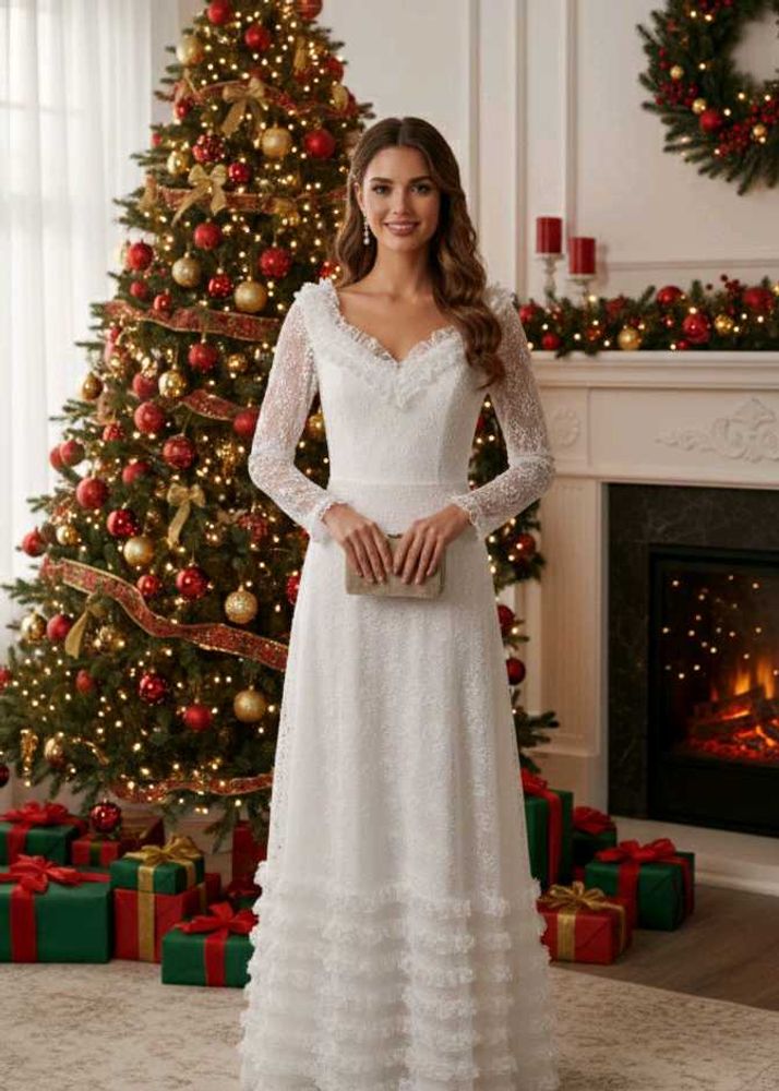 Elegant White Christmas/Wedding Gown