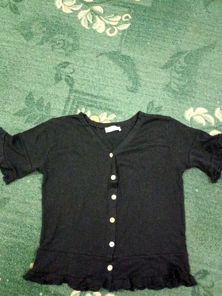 Black Button-Up Top
