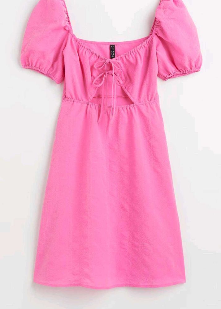 H&amp;M Puff Sleeve Pink Dress