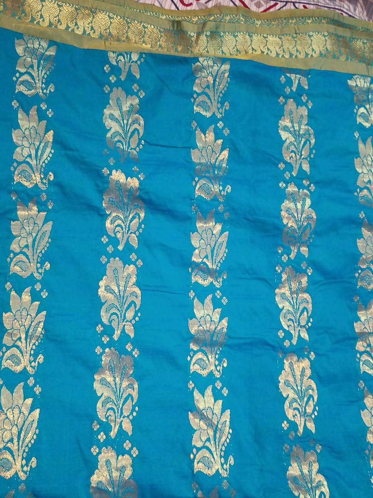 Blue Saree With Good Border. Didn&#39;t Use Once