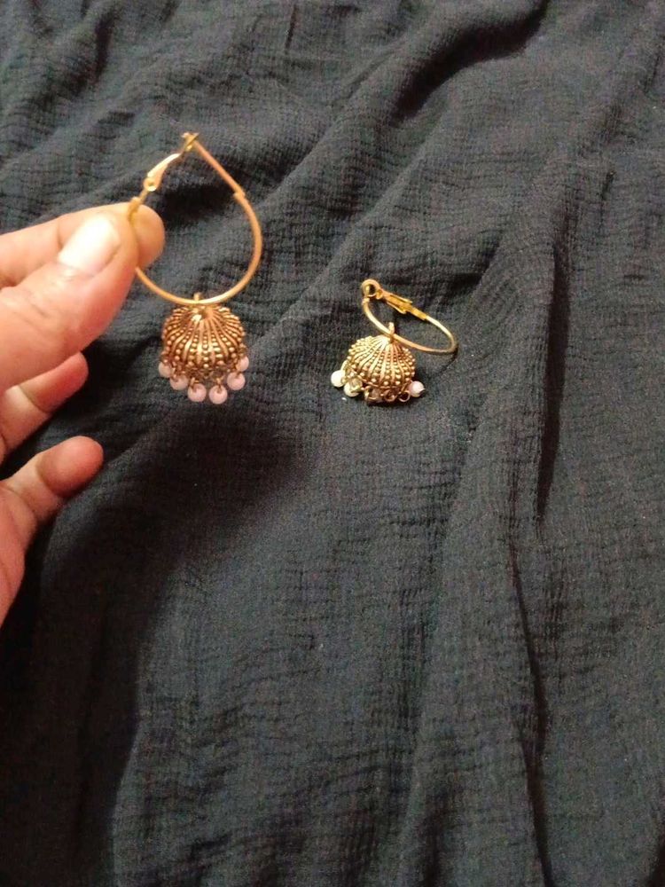 Gold Jhumka Earrings