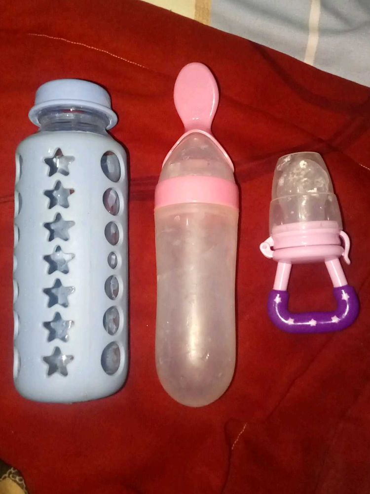 Baby Glass  Bottle &amp; Feeder Set