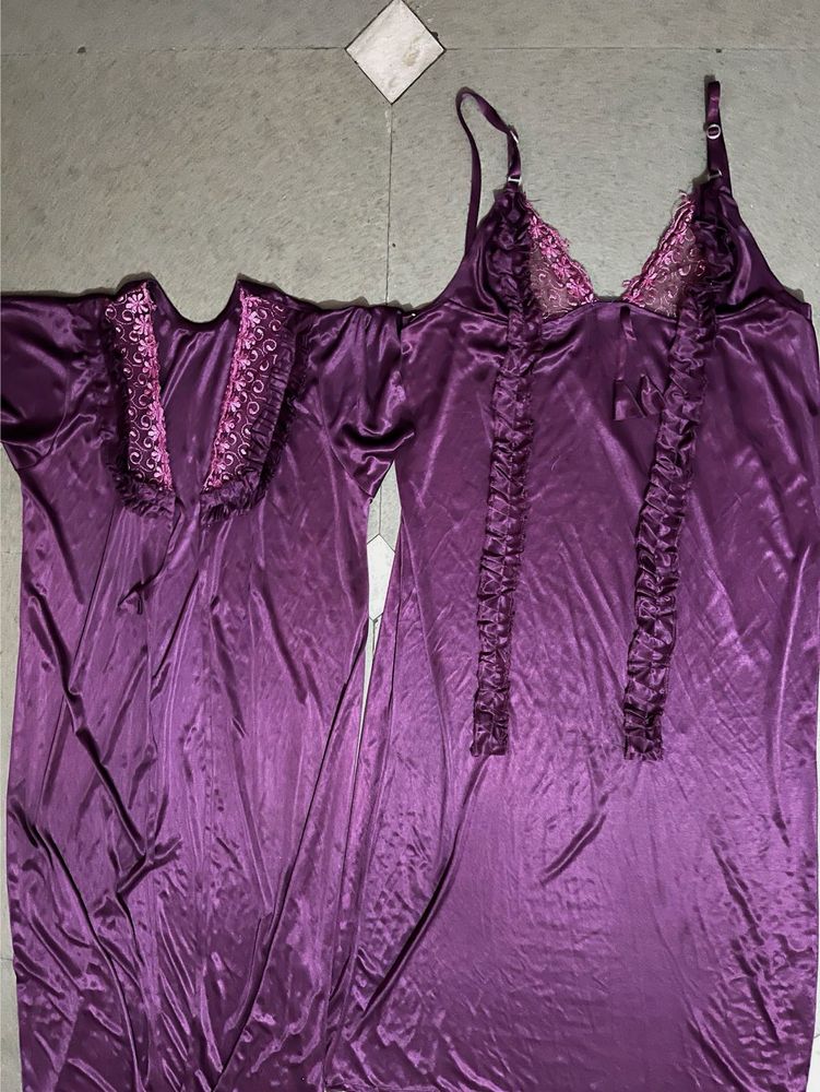 Purple Nightgown &amp; Robe Set🪻