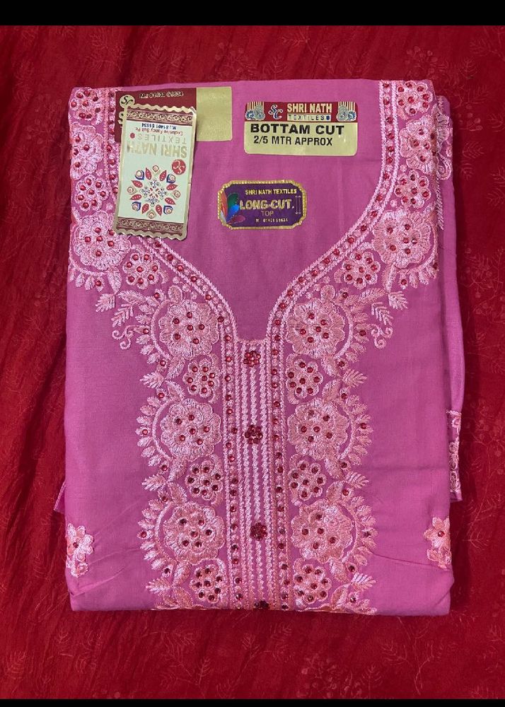OFFER🏷️NEW PINK EMBROIDERY UNSTITCHED SUIT