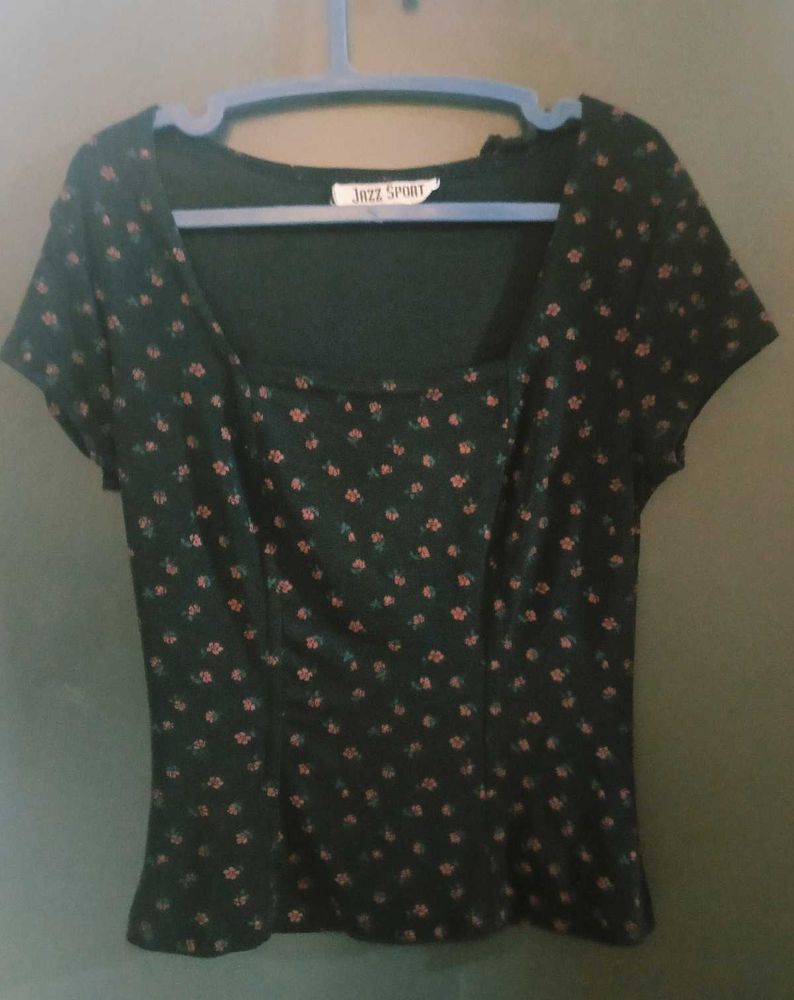 Cute Black Floral Top For Women