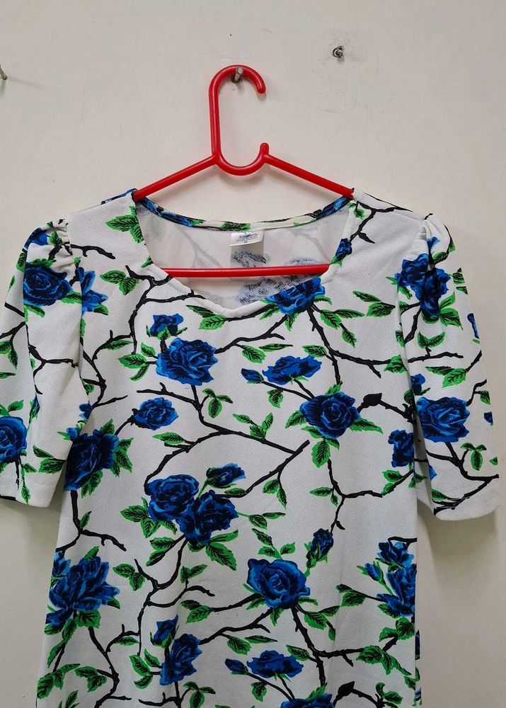 Floral Print White Top