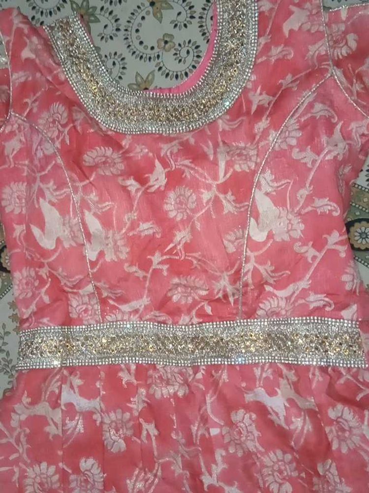 Elegant Pink Floral Anarkali