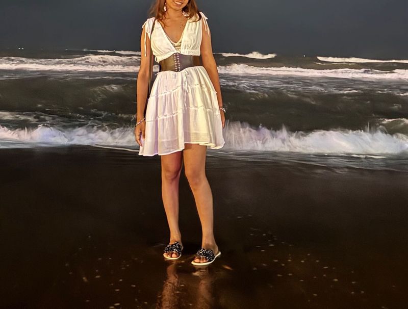 White Mini Dress with Belt