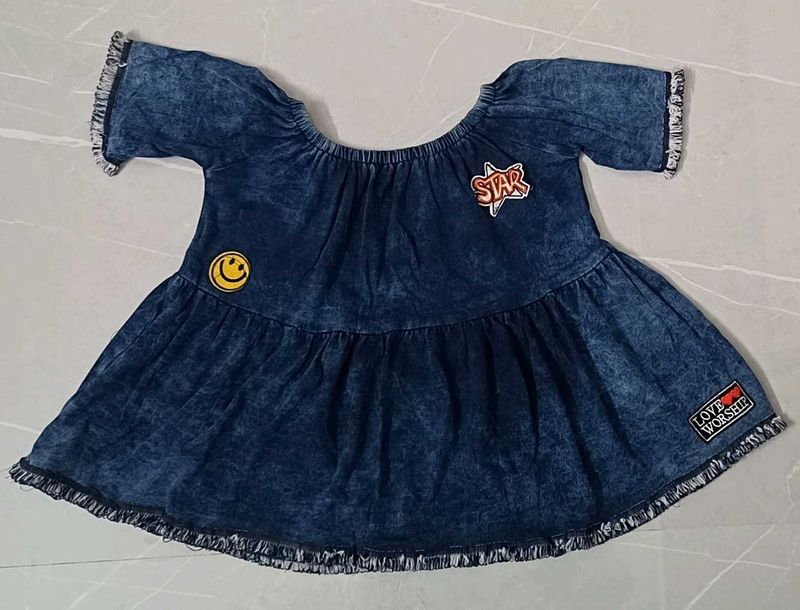 Off-Shoulder Denim Top For Girls