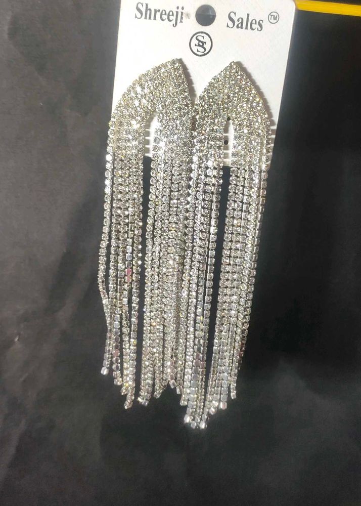 Sparkling Rhinestone Tassel Earrings