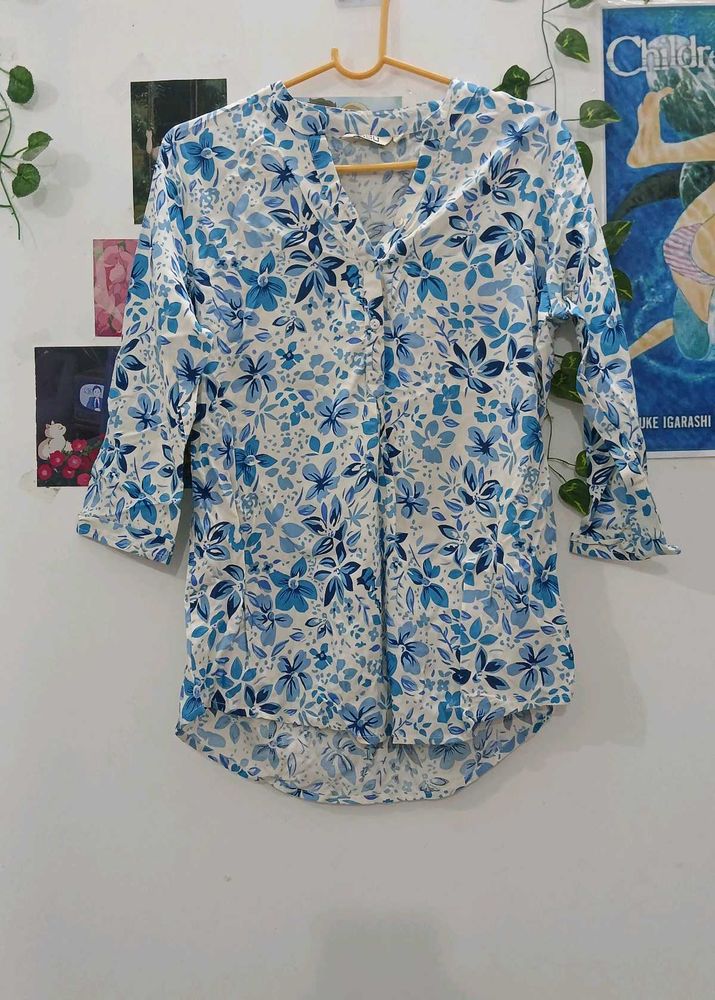 Blue Floral Blouse