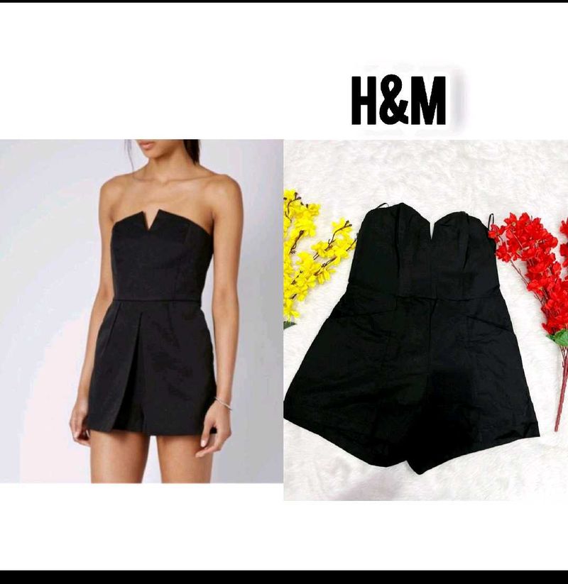 H&amp;M Conscious Black Strapless Playsuit