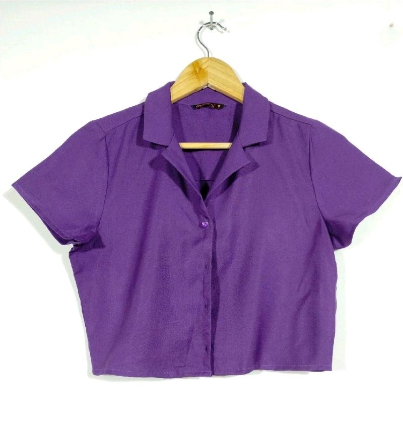 Dark Purple Coller Neck Crop Top 💜