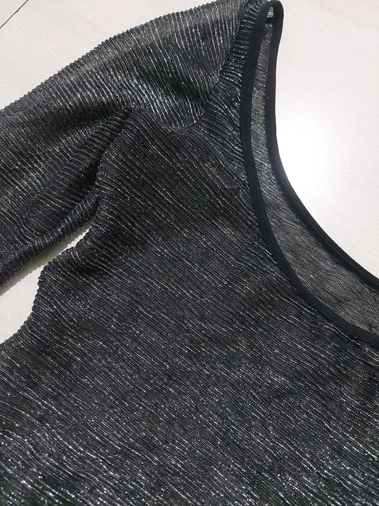 Black Shimmer Swimmer Top