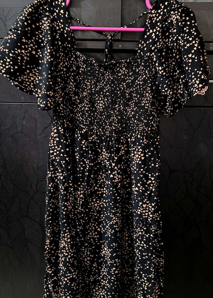 Cute Black Heart Print Dress