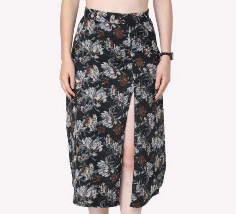 Floral Slit Midi Skirt