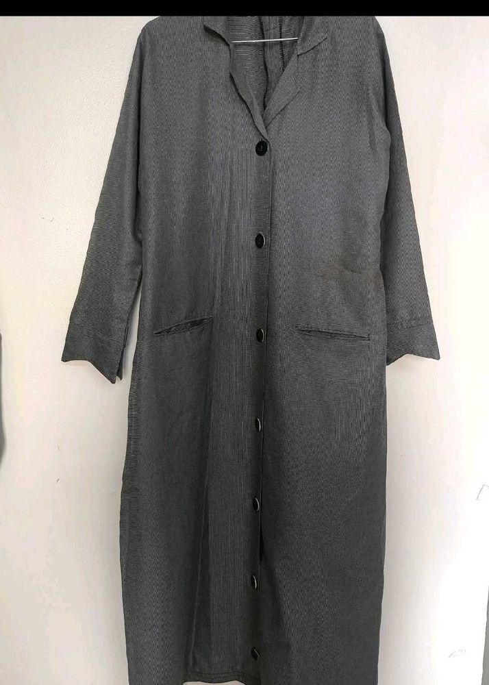 Gray Herringbone Duster