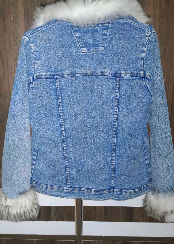 Denim Jacket with Faux Fur