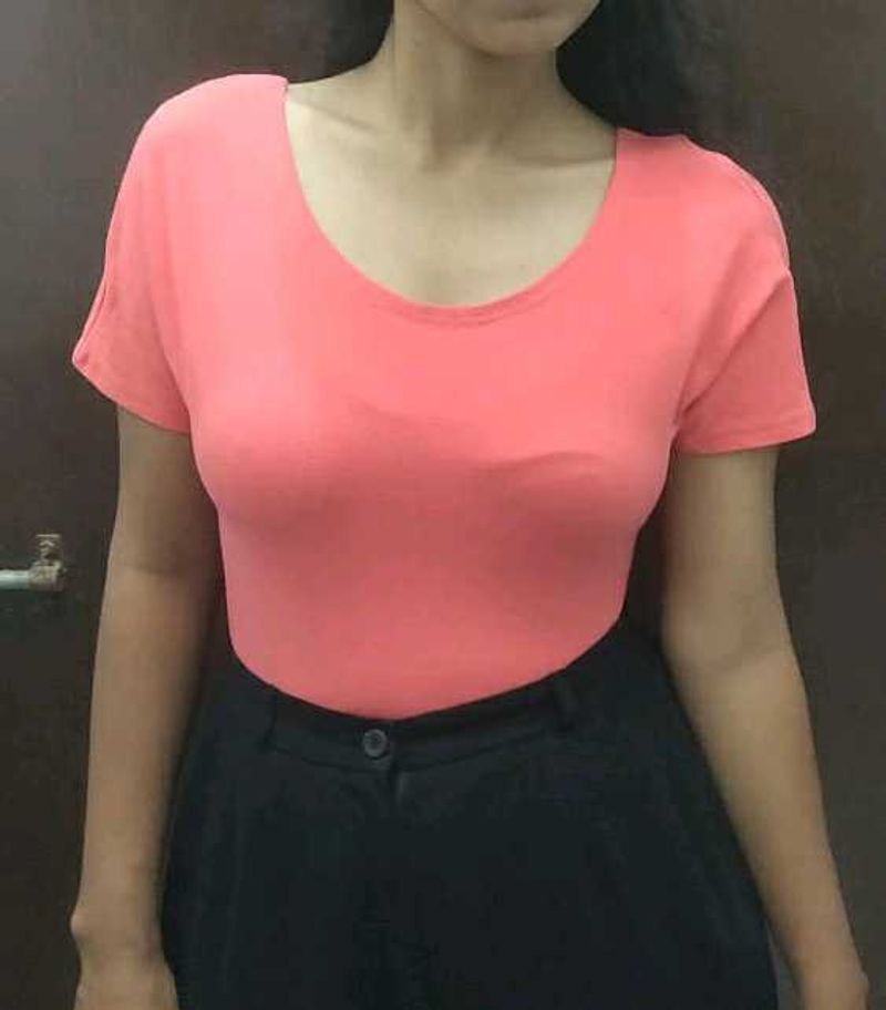 Coral Scoop Neck Bodysuit