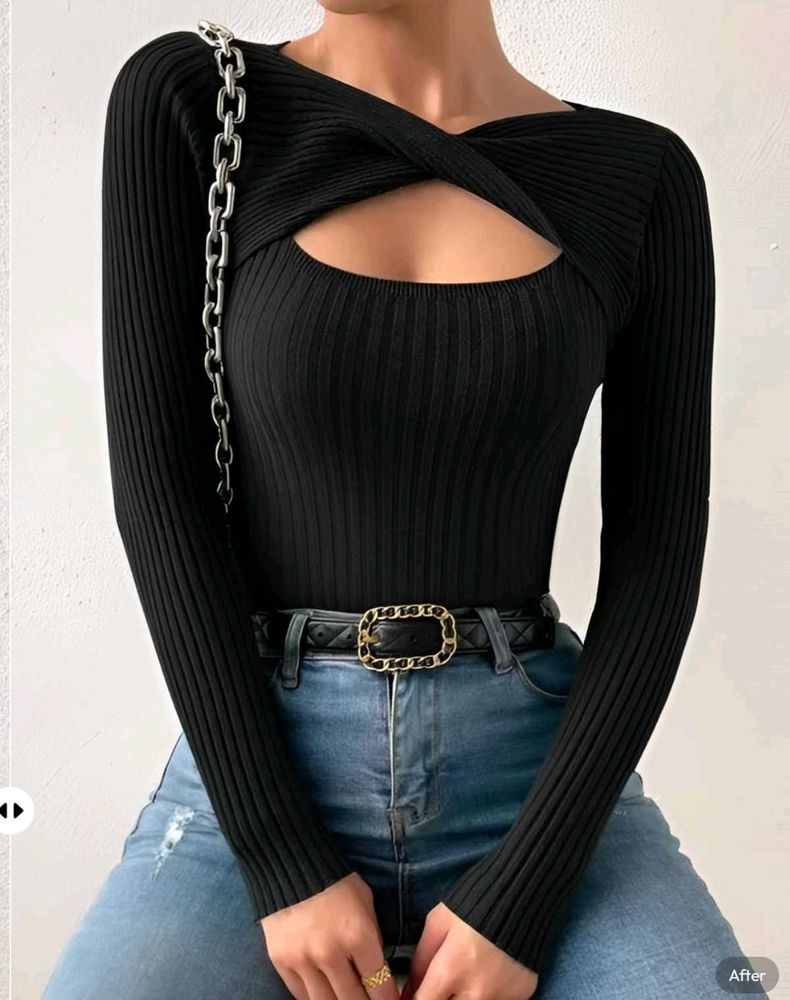 New with tag Pinterest Chic Black Cutout Knit Top