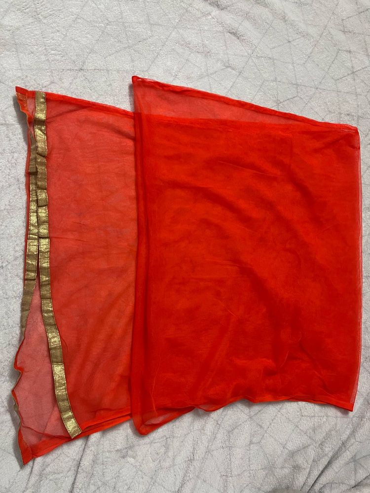 Orange Net Dupatta