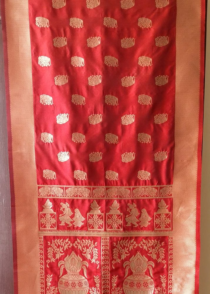 Silk Jackard Red Stole 84&#34; Length, 23&#34;Width