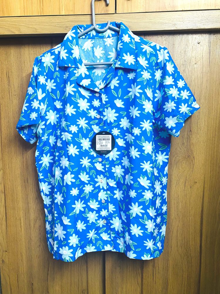 Clovia Florals Night Suit In Cornflower