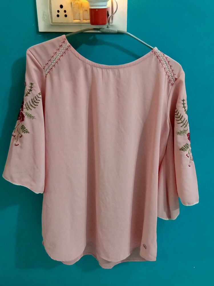 Peach Embroidered Top