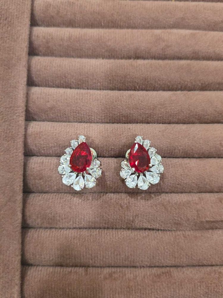 Zircon Red Ruby Studs