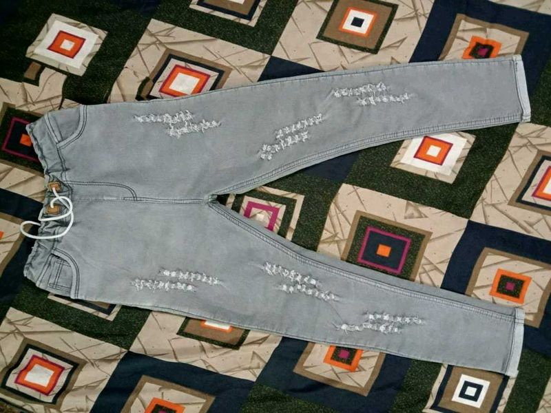 Ripped Grey Denim Jeans