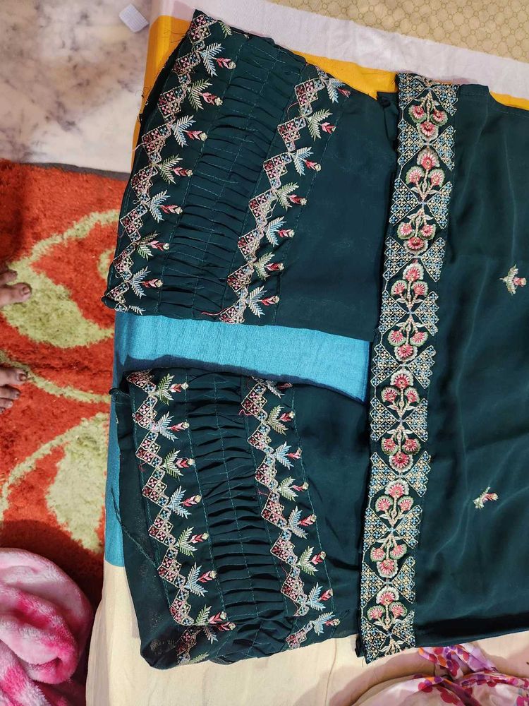 Dark Green Kurta Plazzo Style Pant