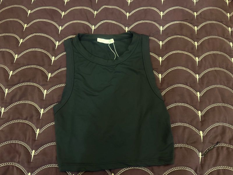 ZARA Seamless Grey Crop Tank Top - Size S