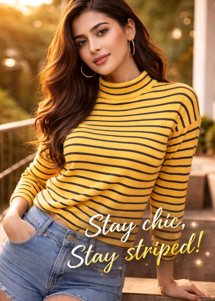 Striped Yellow Mock Neck Top