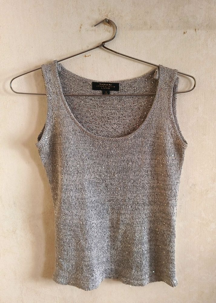 Silver Knitted Top