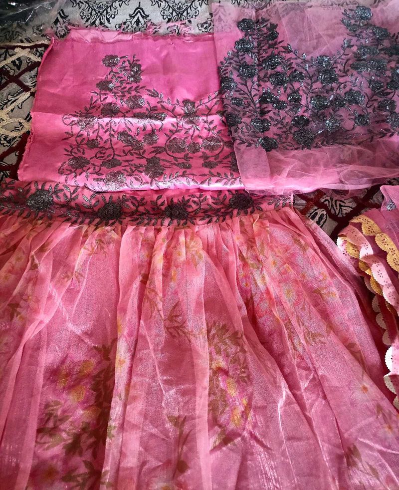 Un Stiched Lehenga Choli