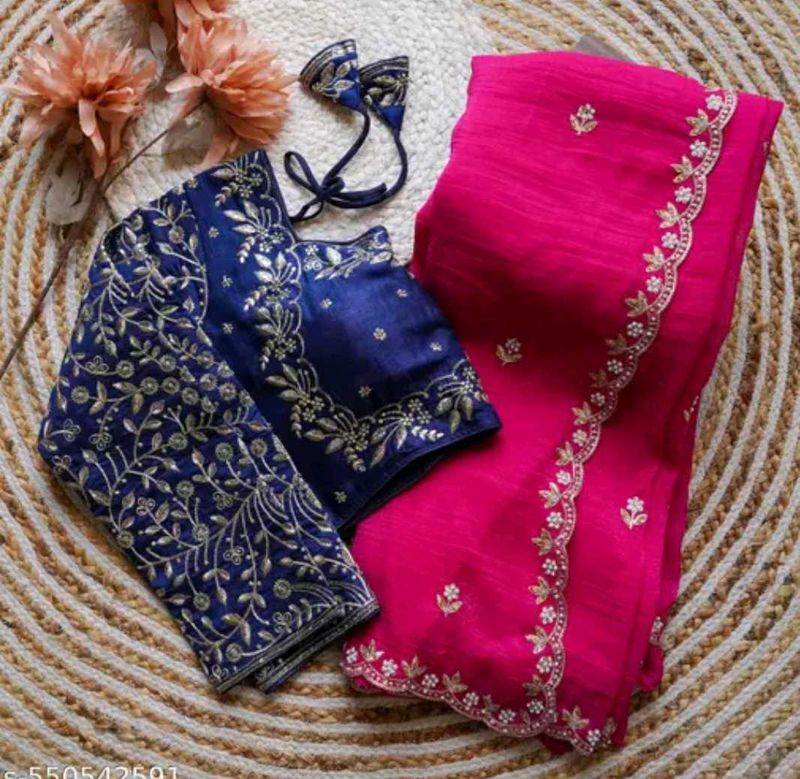 New Georgette Saree With Stitched Blouse
