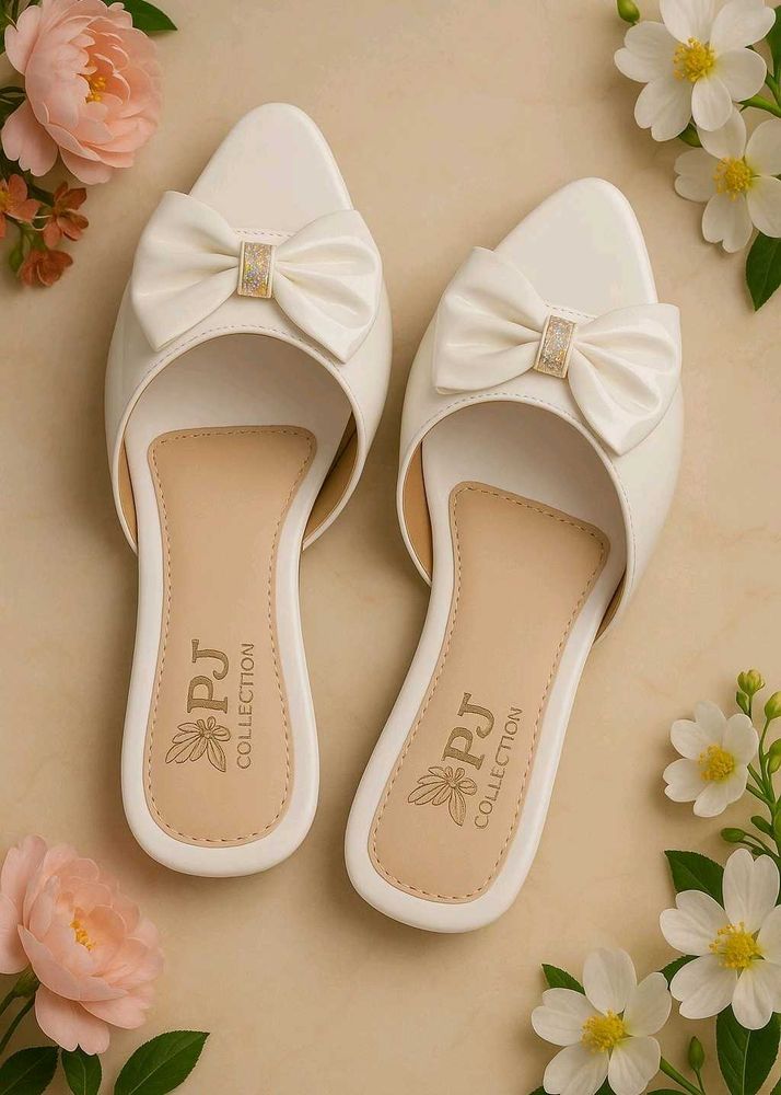 Elegant White Bow Sandals❤️🎀