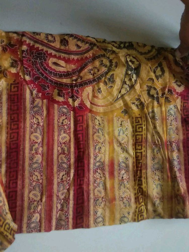 Aesthetic Red Yellow Printed Dupatta