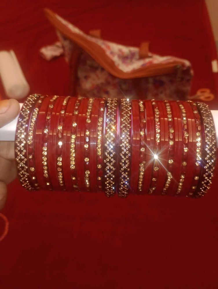 Red &amp; Gold Bridal Chura Set