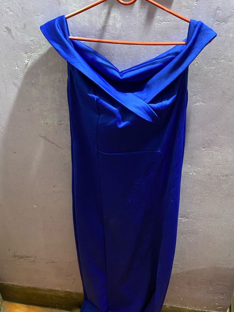 Beautiful Blue Long Side Slit Gown