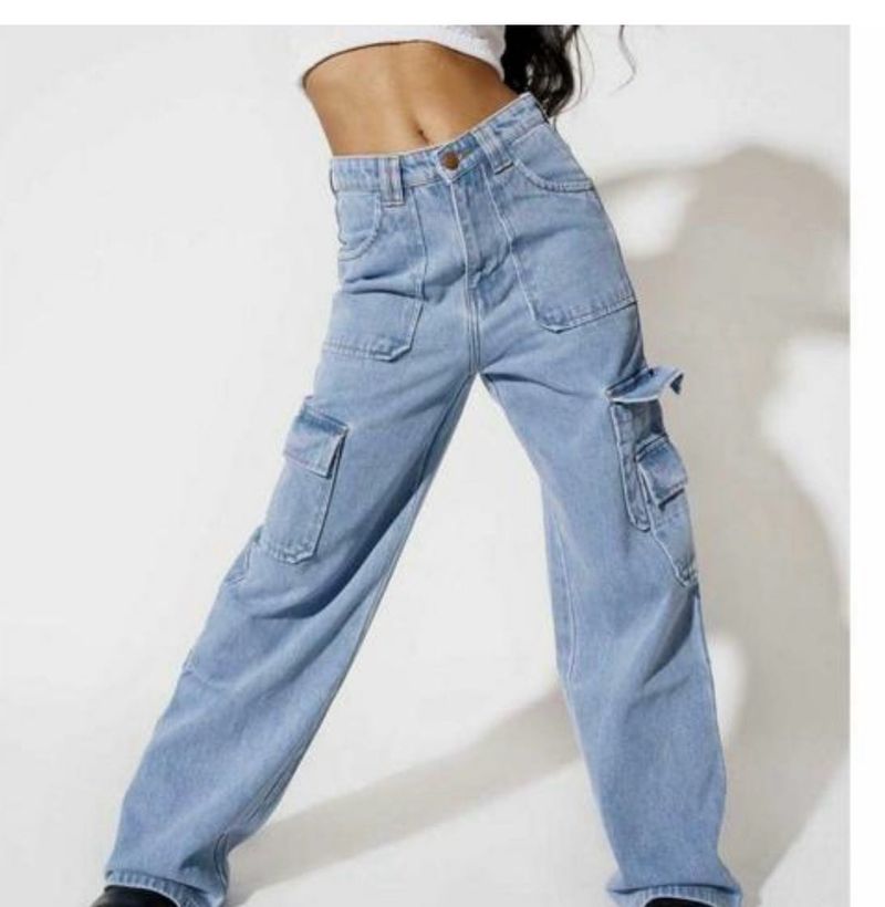 Light Wash Cargo Jeans