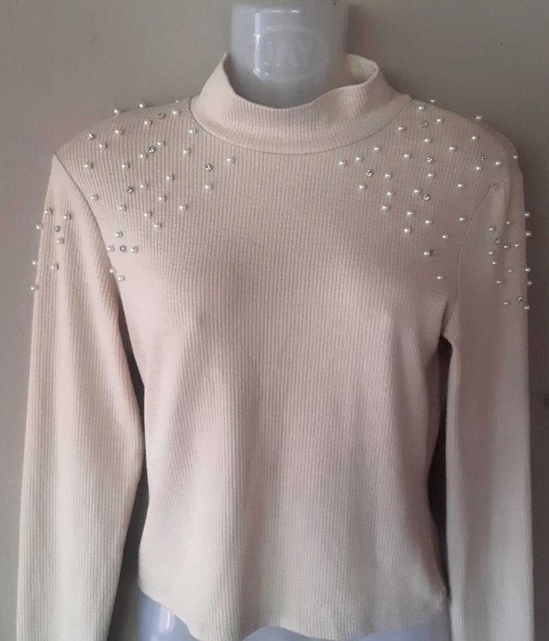 Pearl Embellished Knit Top
