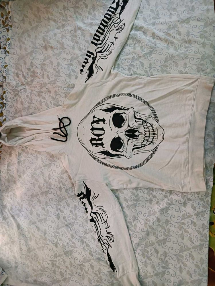 Boy London Black Skull Printed White Hoodie
