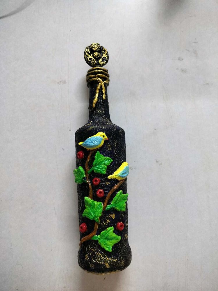 Handcrafted Bird &amp; Vine Bottle