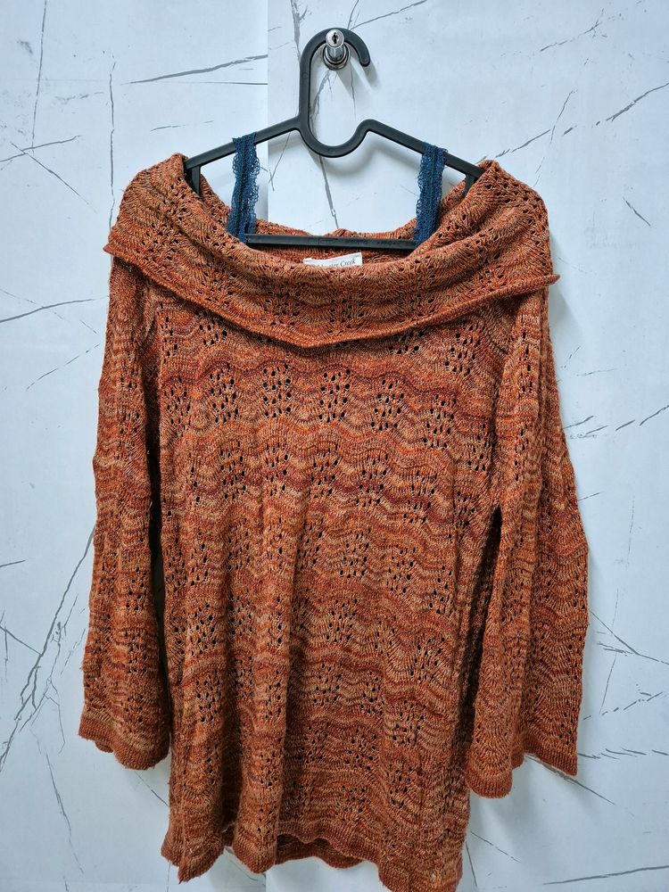 Orange Crochet Top See Through